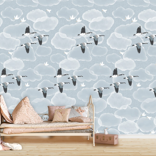 Fotobehang Wolken Lichtblauw Olive&Noah INK7820