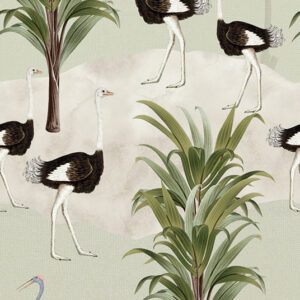 Fotobehang Ostrich Jungle Green Olive&Noah INK7803