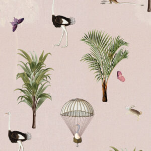 Fotobehang Ostrich Repeat Pink Olive&Noah INK7806