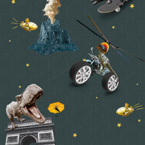 Fotobehang It's a Crazy World Petrol Olive&Noah INK7826