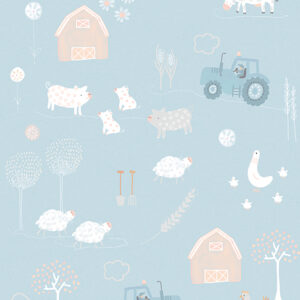 Fotobehang On the Farm Light Blue Olive&Noah INK7839