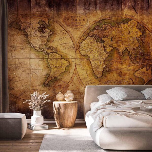 Fotobehang – World on old map 400x280
