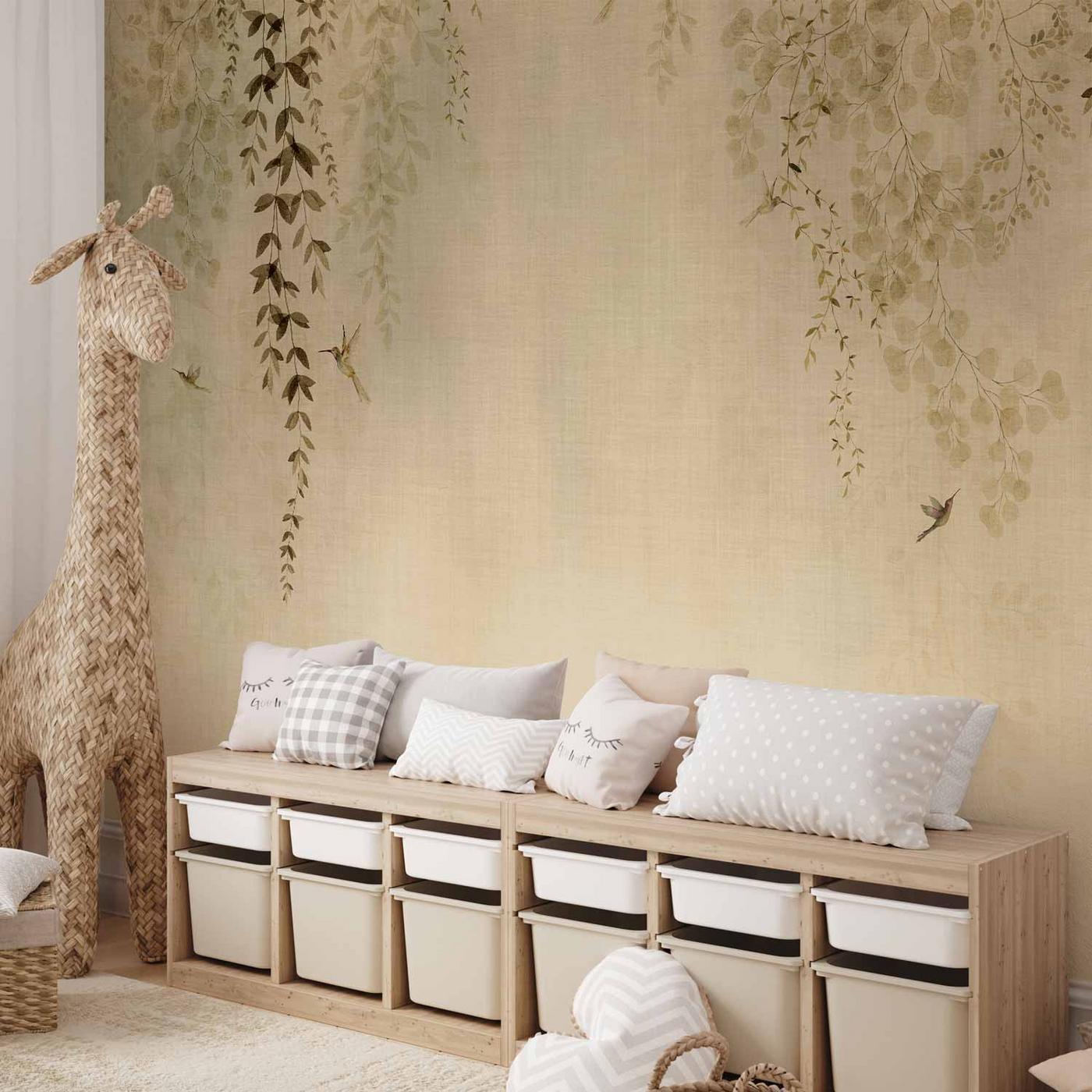 Fotobehang - Beige Hummingbirds