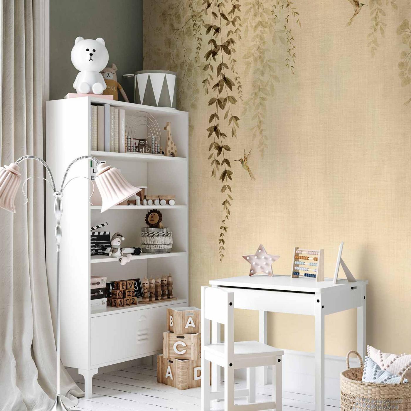 Fotobehang - Beige Hummingbirds