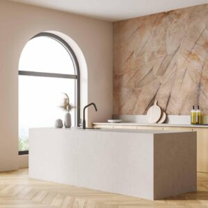 Fotobehang - Bird's wings - minimalist close-up on beige feathers with pattern