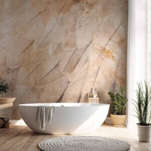 Fotobehang - Bird's wings - minimalist close-up on beige feathers with pattern