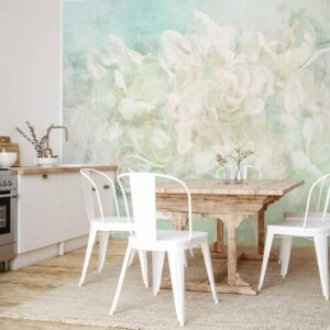Fotobehang - Blossoming among pastels - abstract with floral motif and patterns