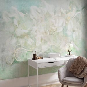 Fotobehang - Blossoming among pastels - abstract with floral motif and patterns