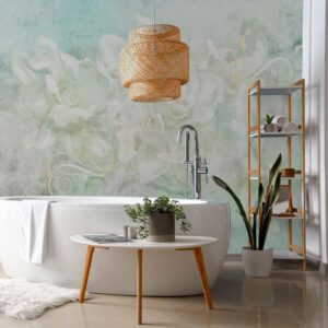 Fotobehang - Blossoming among pastels - abstract with floral motif and patterns