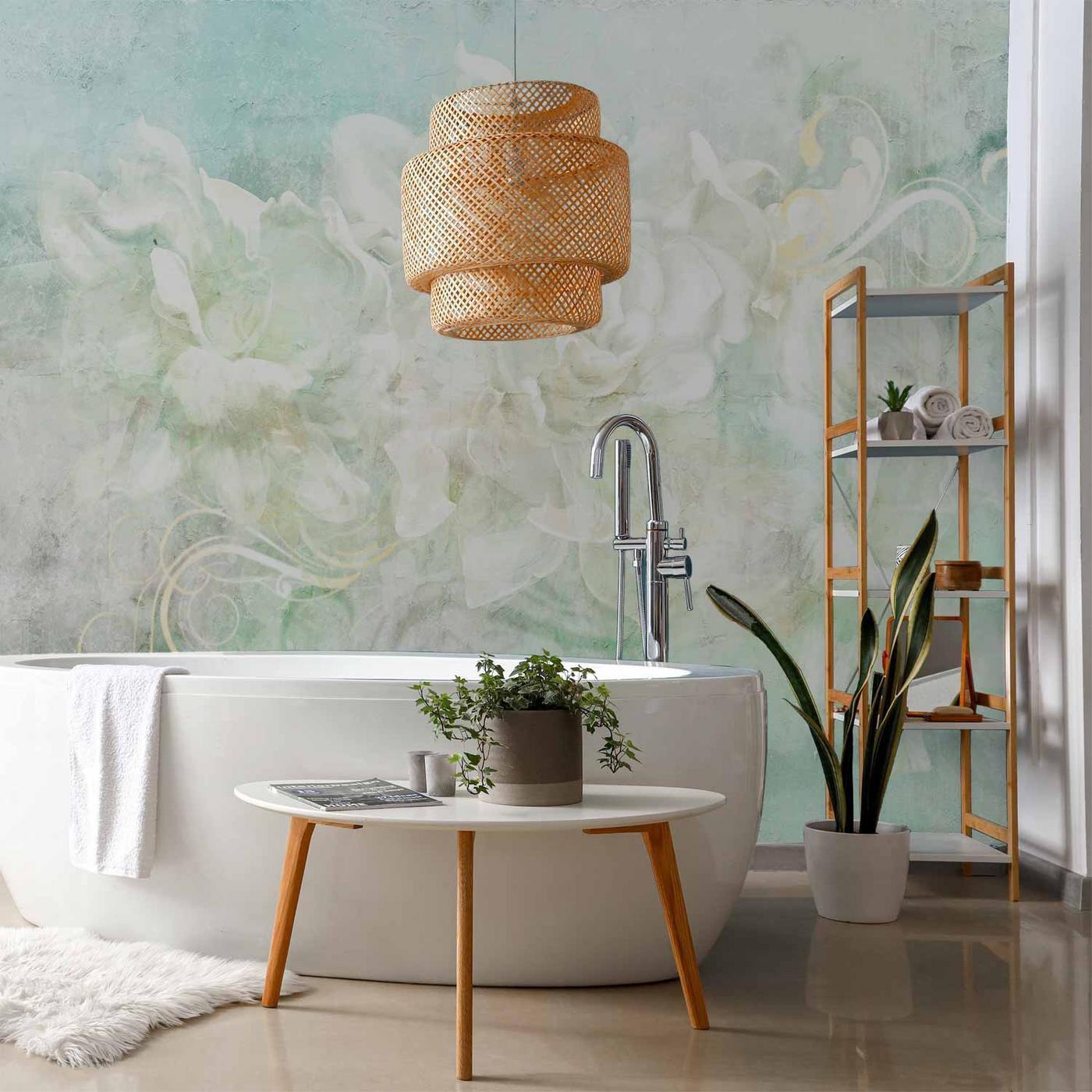 Fotobehang - Blossoming among pastels - abstract with floral motif and patterns