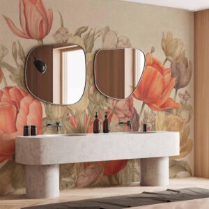 Fotobehang - Bouquet of flowers on a cream background