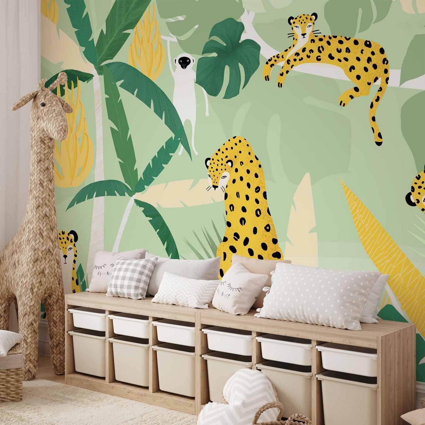 Fotobehang - Cheetahs in the jungle - landscape with animals in the tropics for children