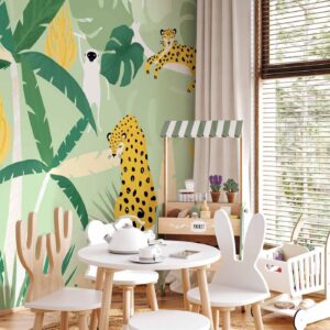 Fotobehang - Cheetahs in the jungle - landscape with animals in the tropics for children