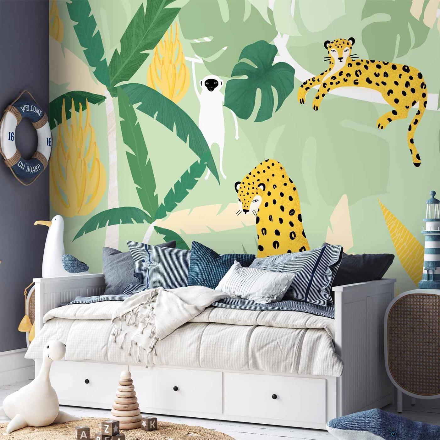 Fotobehang - Cheetahs in the jungle - landscape with animals in the tropics for children