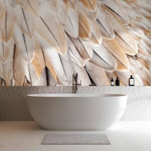 Fotobehang - Close-up of bird's wings - uniform close-up on beige bird feathers