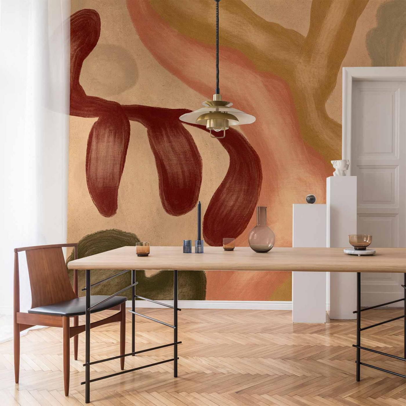 Fotobehang - Colorful shapes – worn-out figures in lime wash technique