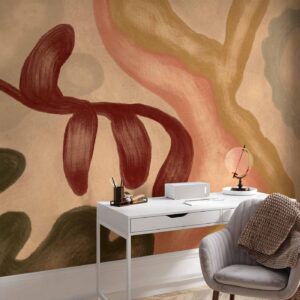 Fotobehang - Colorful shapes – worn-out figures in lime wash technique