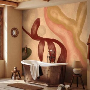 Fotobehang - Colorful shapes – worn-out figures in lime wash technique