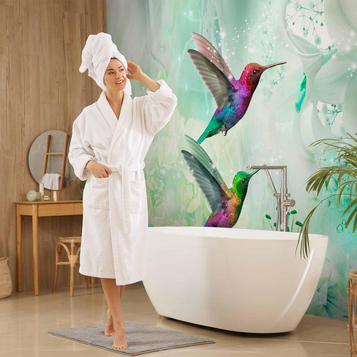 Fotobehang - Colourful Hummingbirds (Green)