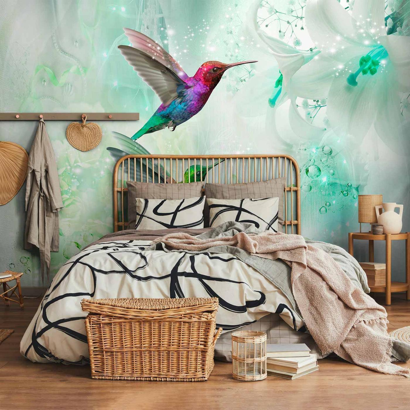 Fotobehang - Colourful Hummingbirds (Green)