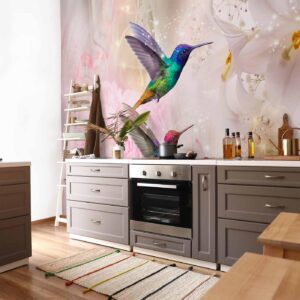 Fotobehang - Colourful Hummingbirds (Pink)