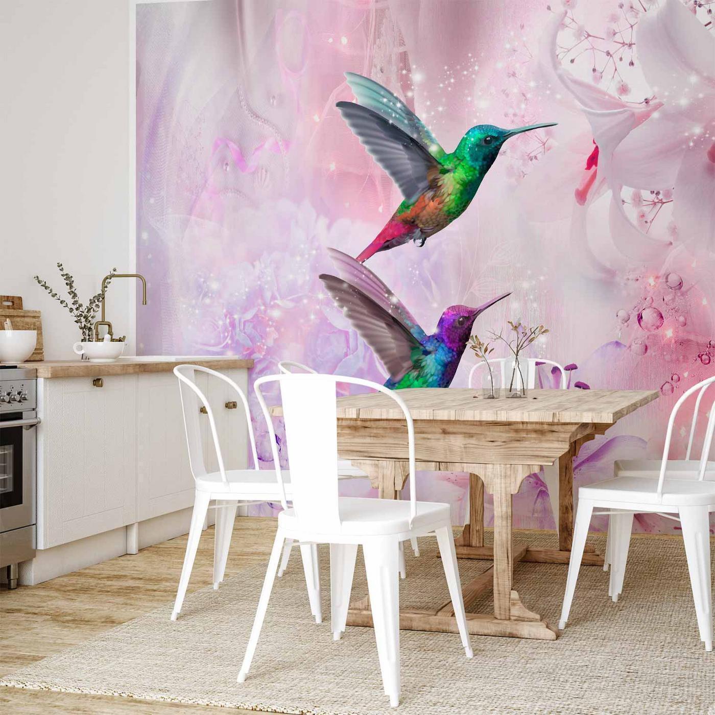 Fotobehang - Colourful Hummingbirds (Purple)