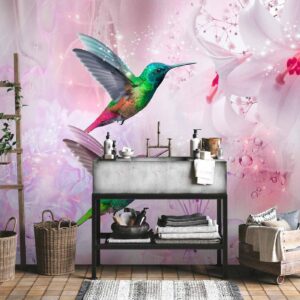 Fotobehang - Colourful Hummingbirds (Purple)