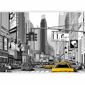 Fotobehang - Comic book city - New York street in pop art style