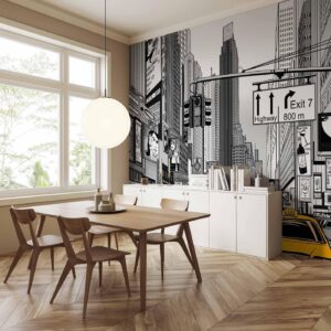 Fotobehang - Comic book city - New York street in pop art style