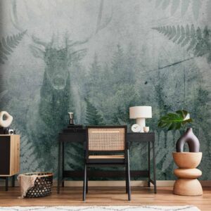 Fotobehang - Deer in Ferns - Third Variant