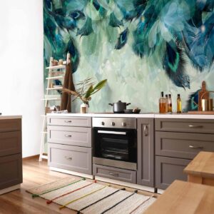 Fotobehang - Emerald Feathers