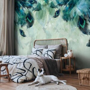 Fotobehang - Emerald Feathers