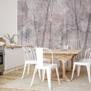 Fotobehang - Eternal forest - landscape with winter landscape in cool colours