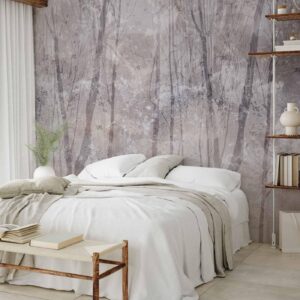 Fotobehang - Eternal forest - landscape with winter landscape in cool colours