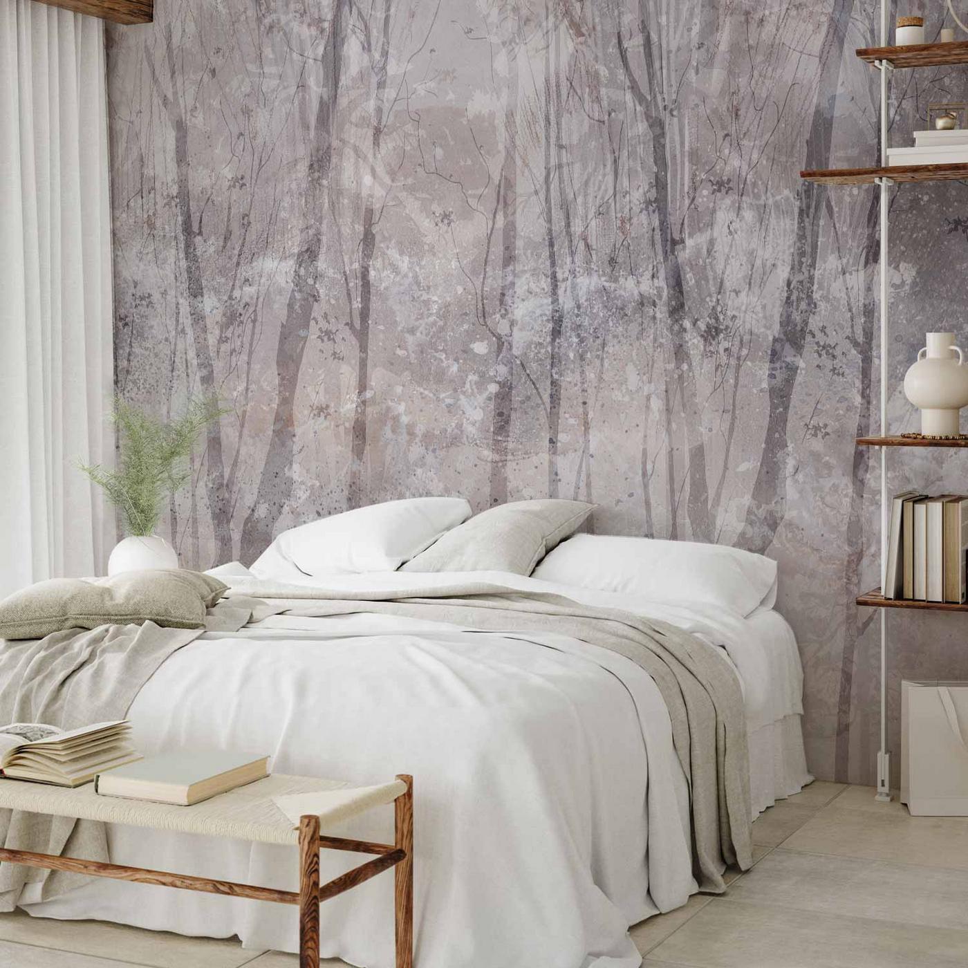 Fotobehang - Eternal forest - landscape with winter landscape in cool colours