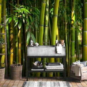 Fotobehang - Eucalyptus alley – bamboo grove in juicy green tone