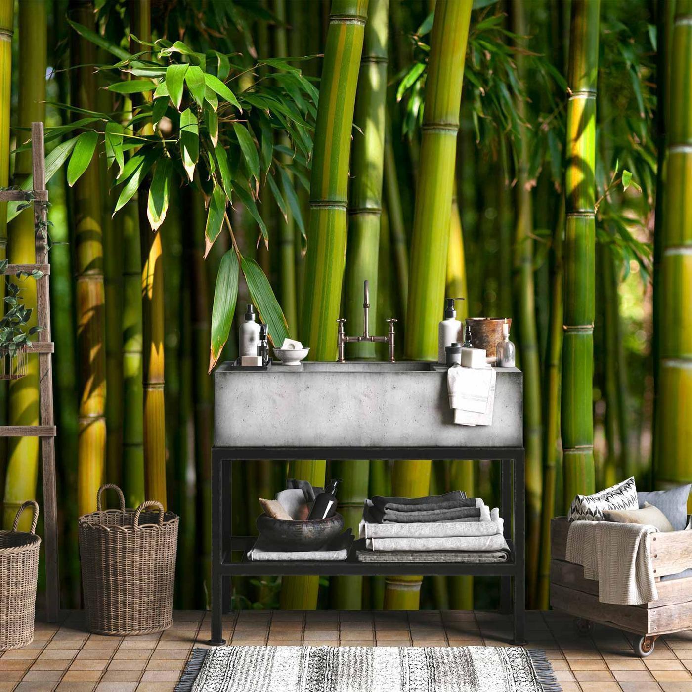 Fotobehang - Eucalyptus alley – bamboo grove in juicy green tone