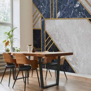 Fotobehang - Expressive Pattern in Gold and Garnet