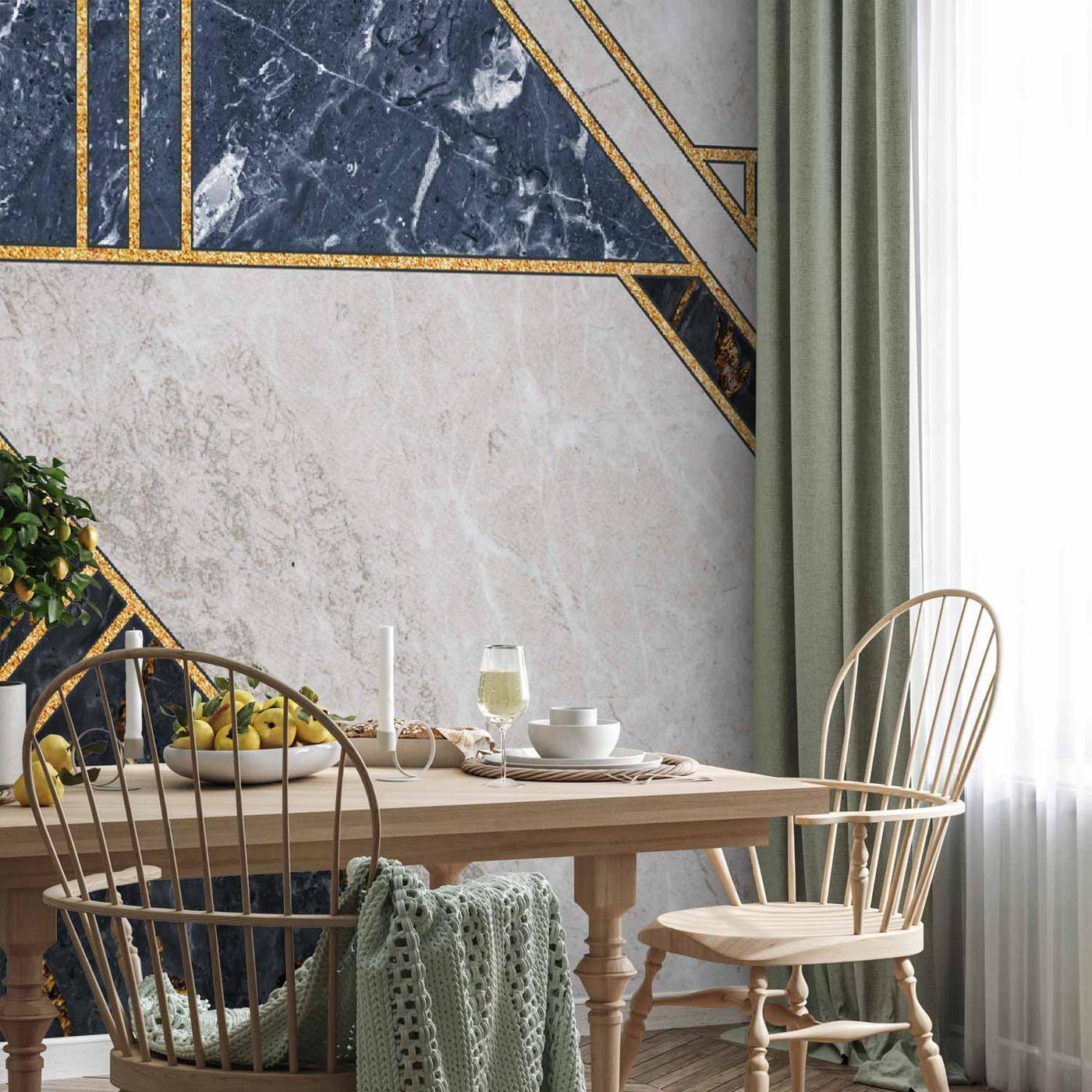 Fotobehang - Expressive Pattern in Gold and Garnet