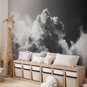 Fotobehang - Extraordinary Phenomenon: The Sun Illuminating Dark Clouds