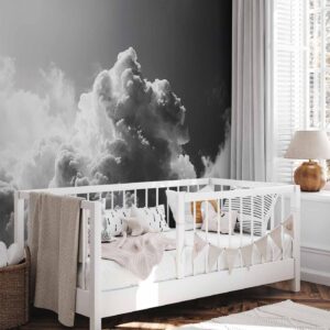 Fotobehang - Extraordinary Phenomenon: The Sun Illuminating Dark Clouds