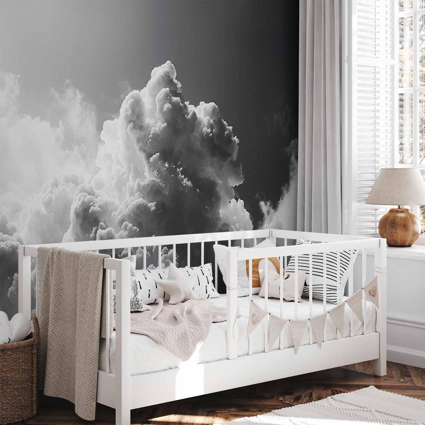 Fotobehang - Extraordinary Phenomenon: The Sun Illuminating Dark Clouds