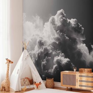 Fotobehang - Extraordinary Phenomenon: The Sun Illuminating Dark Clouds