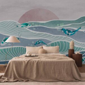 Fotobehang - Fish on the waves