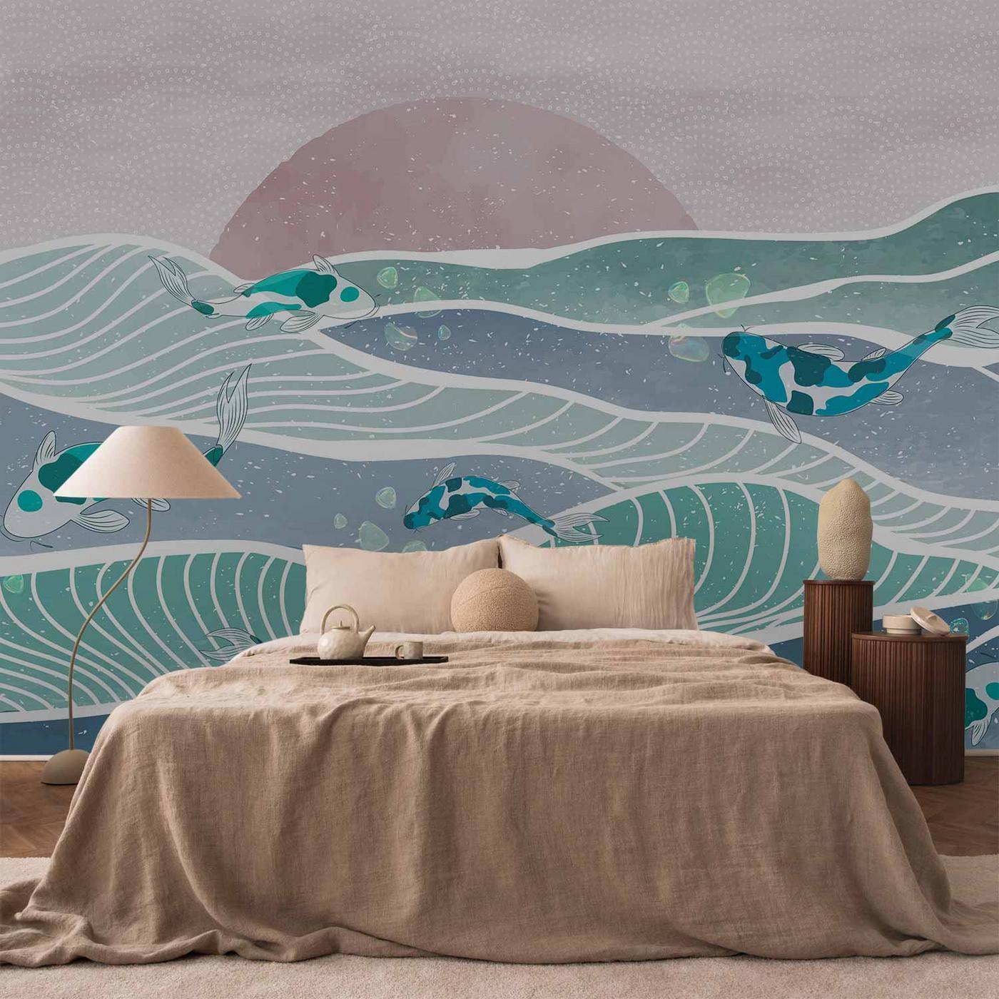 Fotobehang - Fish on the waves