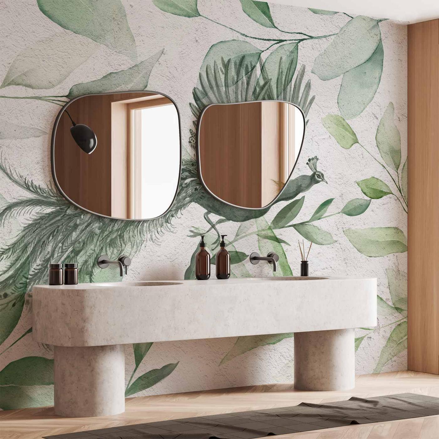 Fotobehang - Flight of a Peacock - Third Variant