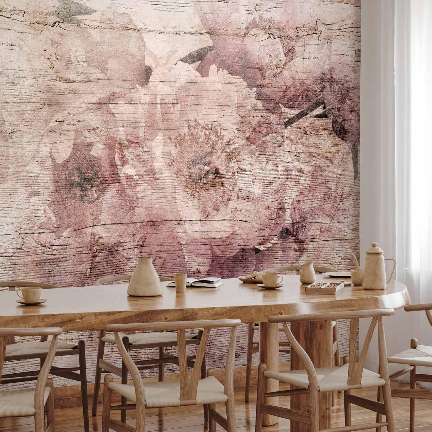 Fotobehang - Flowers on Boards