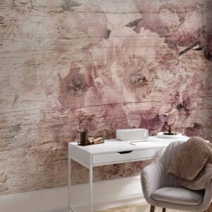 Fotobehang - Flowers on Boards