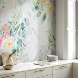 Fotobehang - Flowery Marble