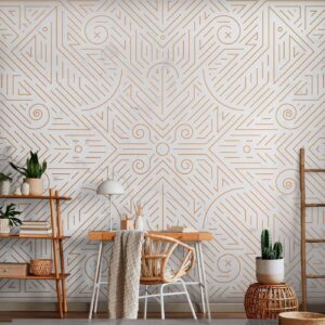 Fotobehang - Geometric Pattern Shades of Gold and Marble Stone